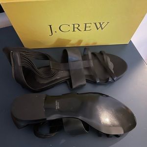 J crew black strappy flats